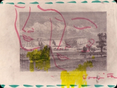 Tecnica mista su carta stampata
Tsuguharu Foujita 
Due volti di donna allacciati, abbozzati in volo
dall’amico giapponese di Modigliani 

