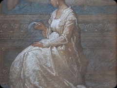 Matite colorate su cartone
attribuito a Edouard Manet 
La graziosa dama che legge una lettera
viene ironicamente raddoppiata dal grande nudo alle sue spalle


