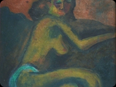 Olio su cartone
Max Pechstein 
Espressionismo significa tinte contrapposte,
sveltezza di figura, labbra provocanti
